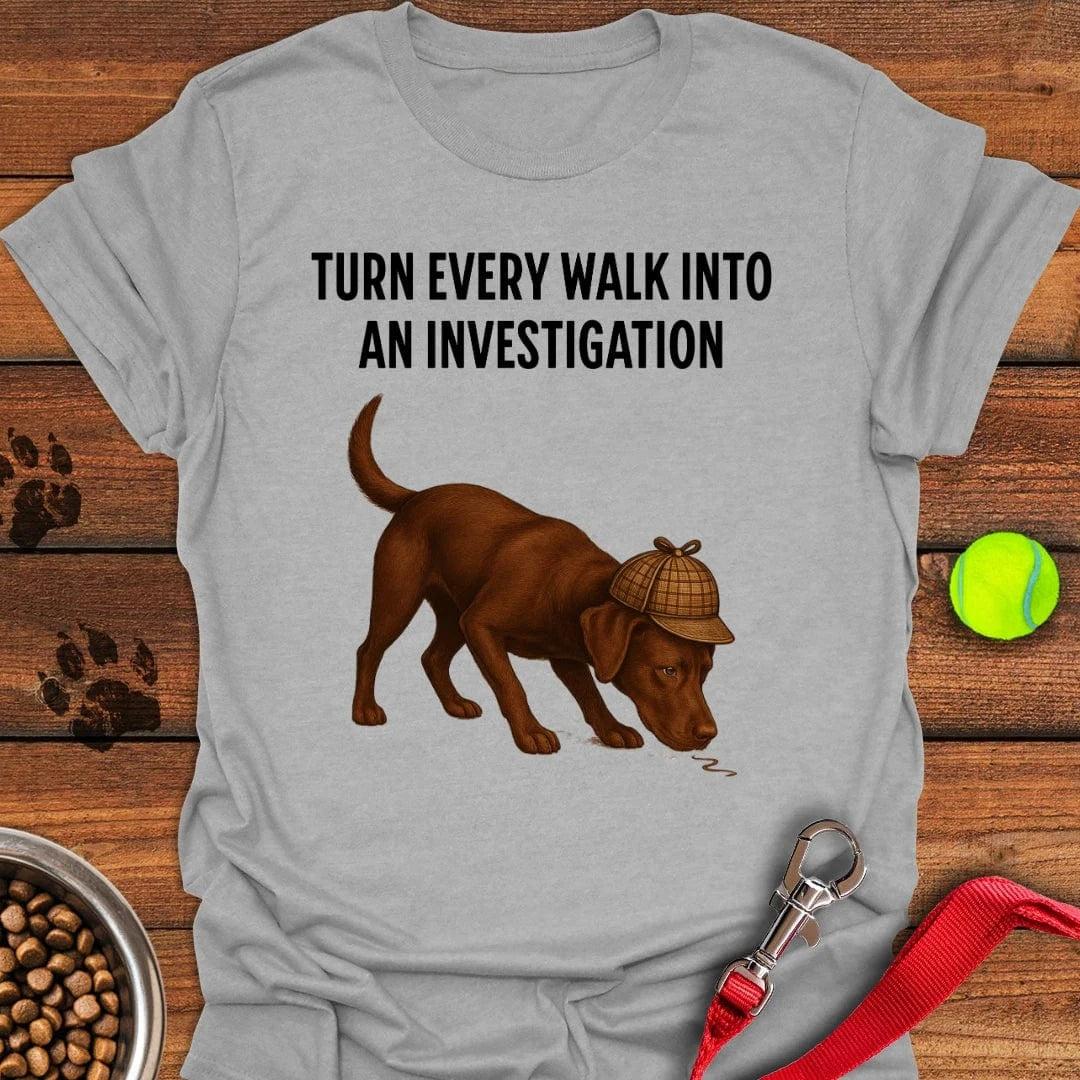 Chocolate Labrador Detective T-Shirt Sport Grey