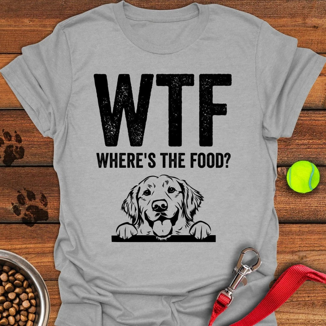 Golden Retriever Where's The Food? T-Shirt Sport Grey