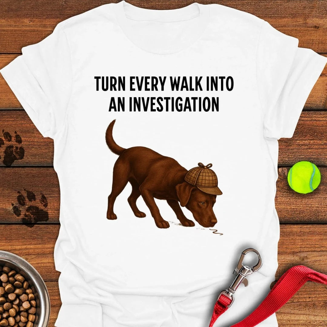 Chocolate Labrador Detective T-Shirt White