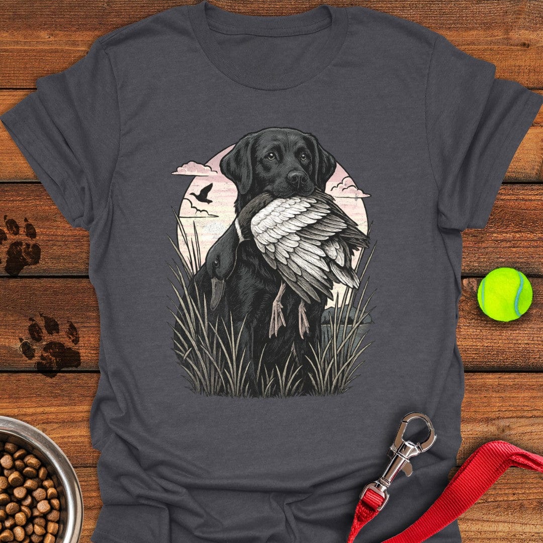 Black Labrador Hunting T-Shirt Dark Heather