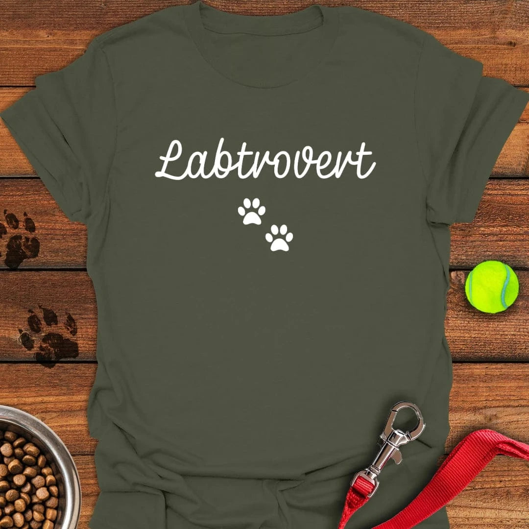 Labtrovert Labrador T-Shirt Military Green