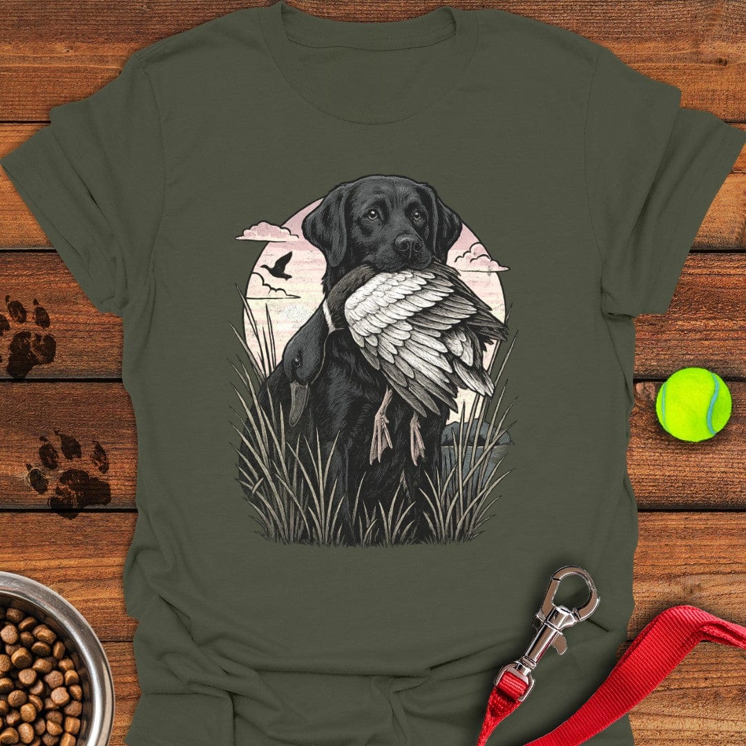 Black Labrador Hunting T-Shirt Military Green