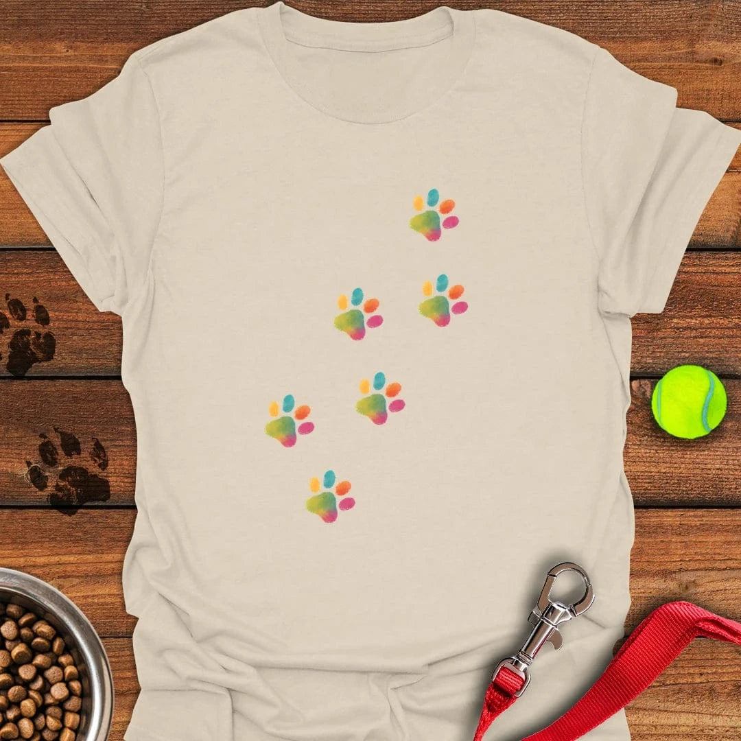 Painted Dog Paw Prints T-Shirt Natural