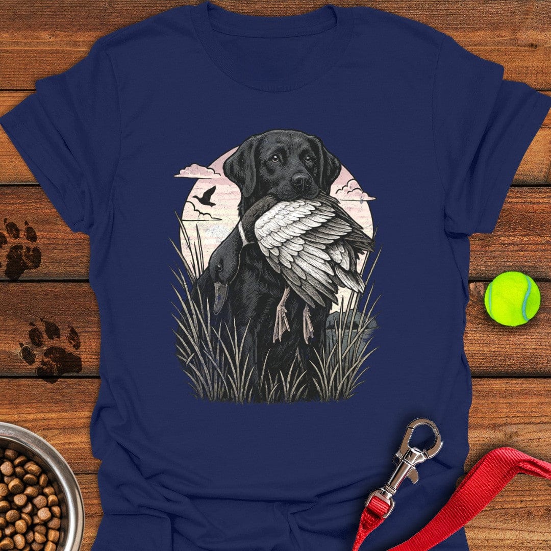 Black Labrador Hunting T-Shirt Navy