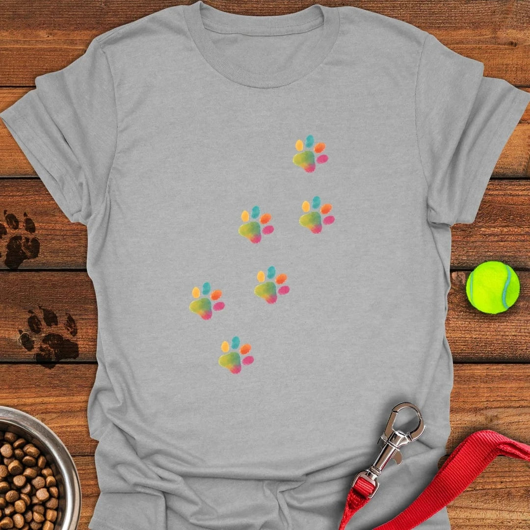 Painted Dog Paw Prints T-Shirt Sport Grey