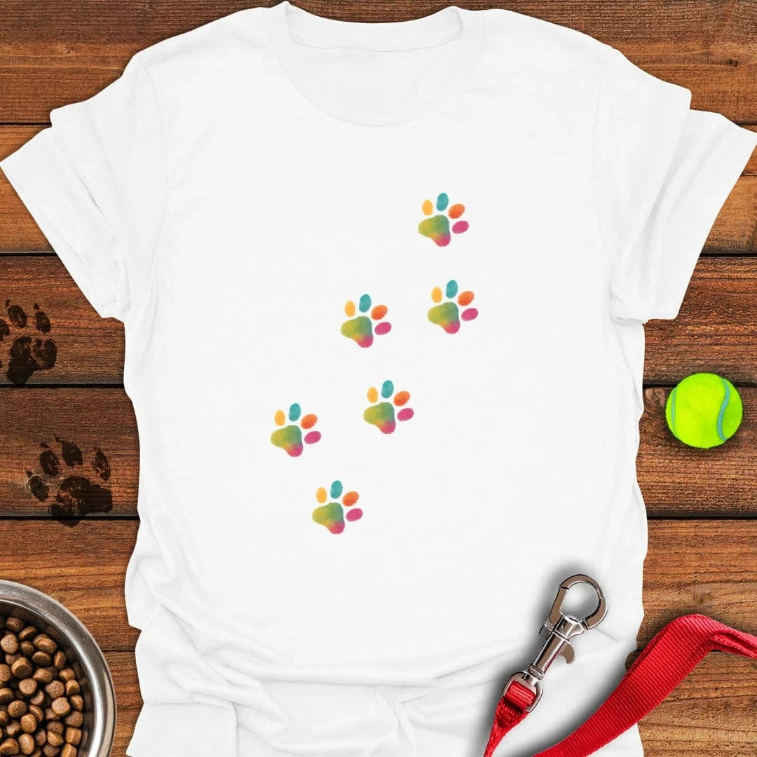 Painted Dog Paw Prints T-Shirt White
