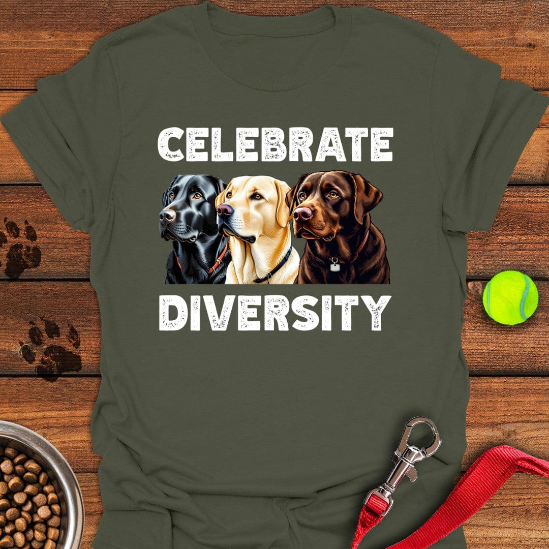 Celebrate Diversity Labrador T-Shirt Military Green