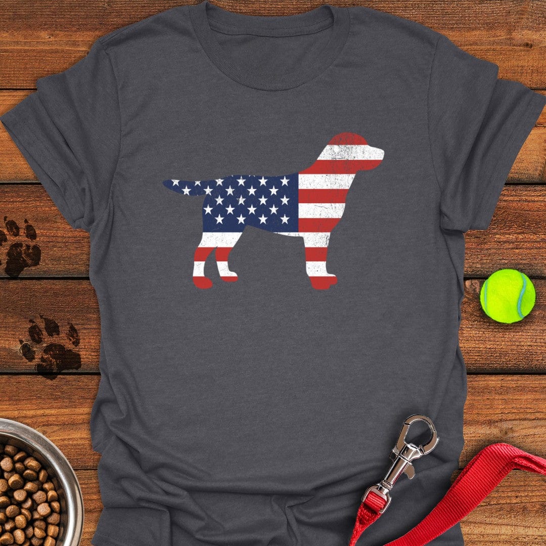 Labrador USA Flag Silhouette T-Shirt Dark Heather