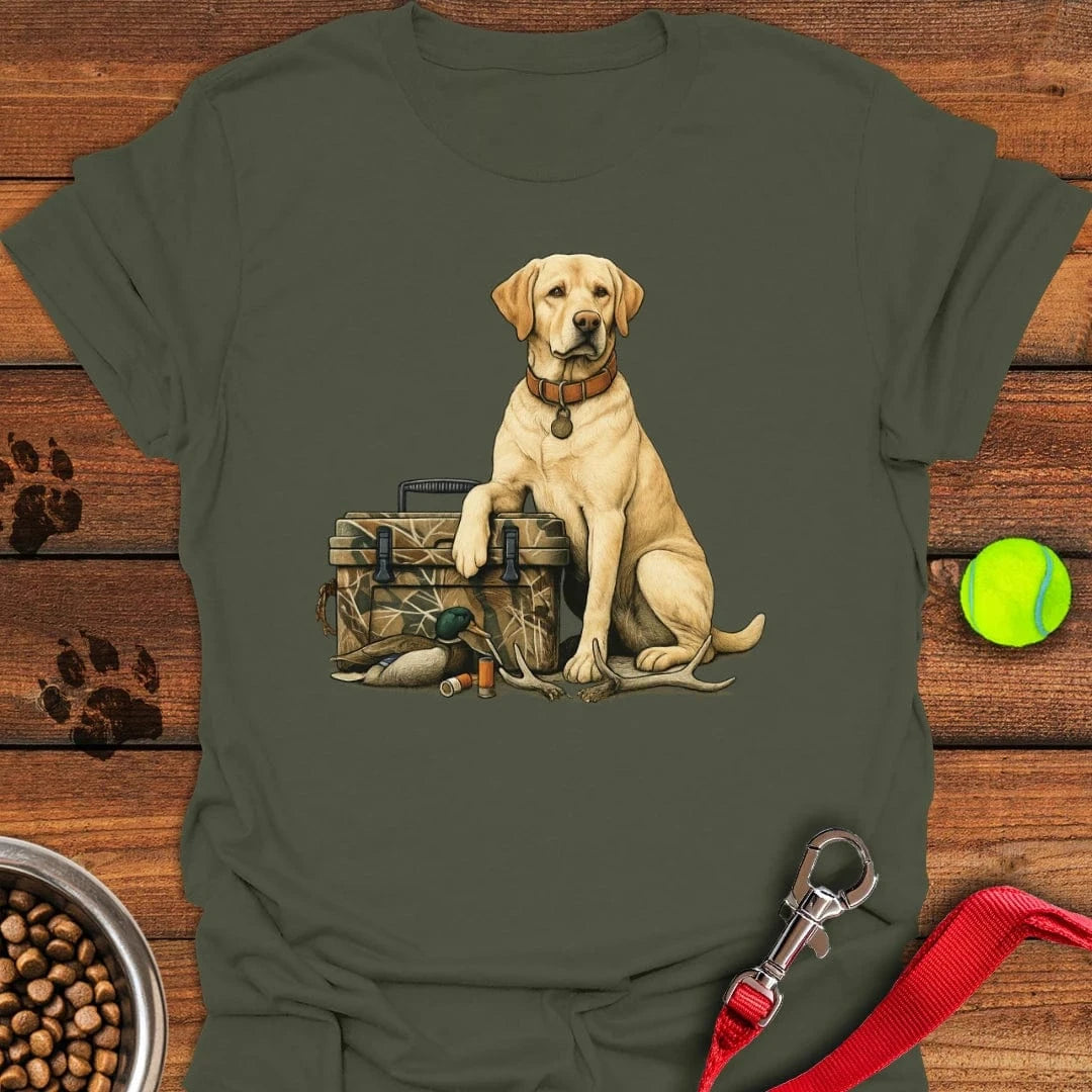 Yellow Labrador Hunting T-Shirt Military Green