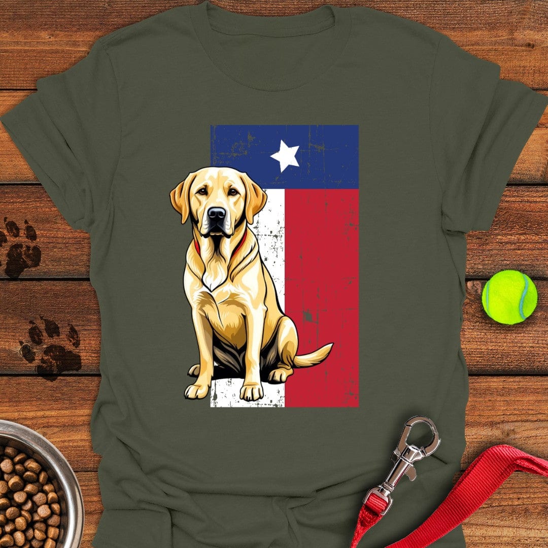 Yellow Labrador Texas Flag T-Shirt Military Green