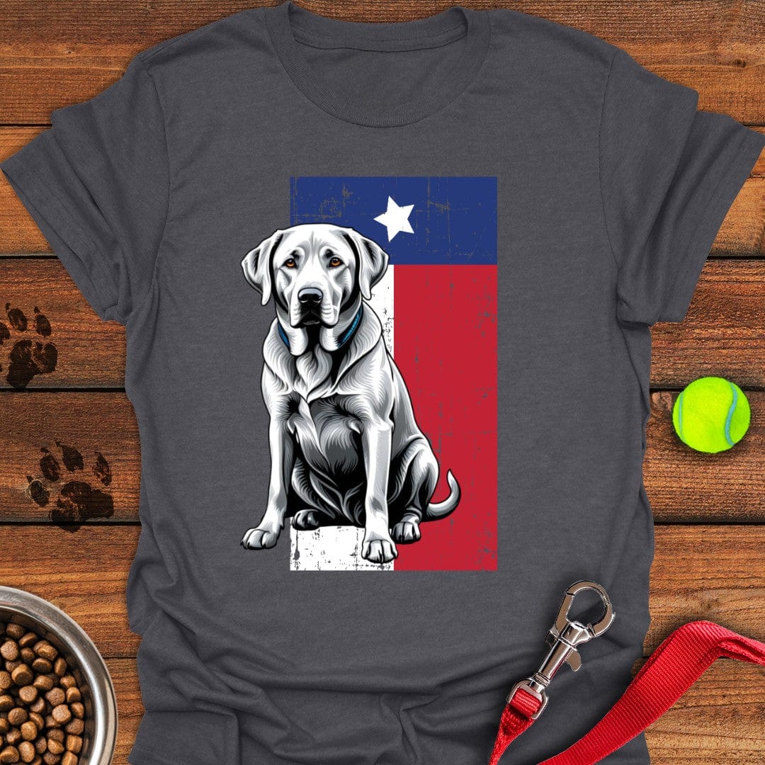 Silver Labrador Texas Flag T-Shirt Dark Heather