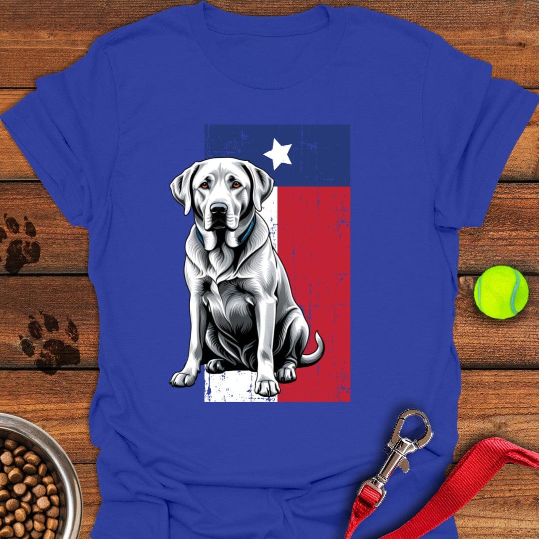 Silver Labrador Texas Flag T-Shirt Royal