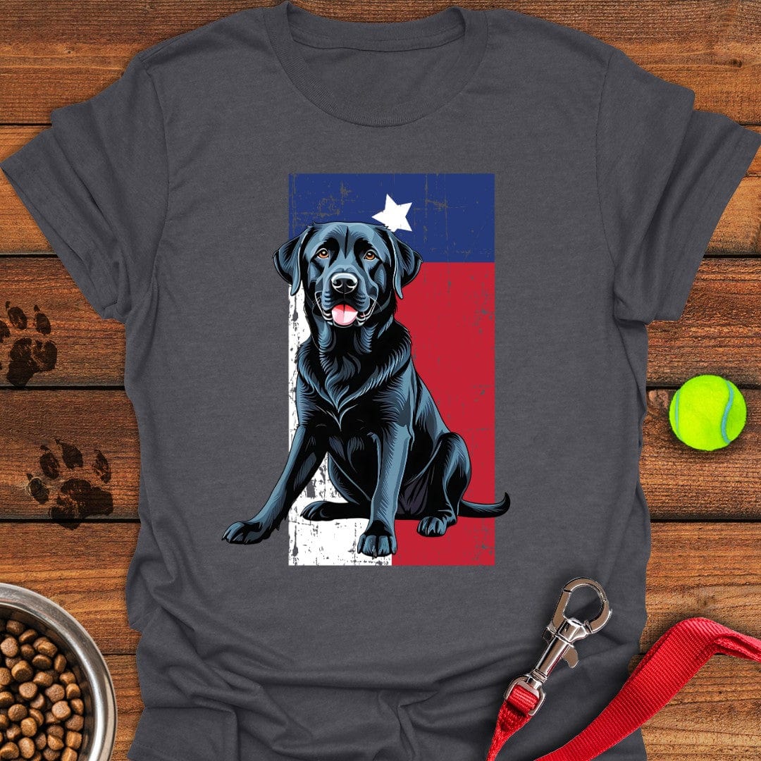 Black Labrador Texas Flag T-Shirt Dark Heather