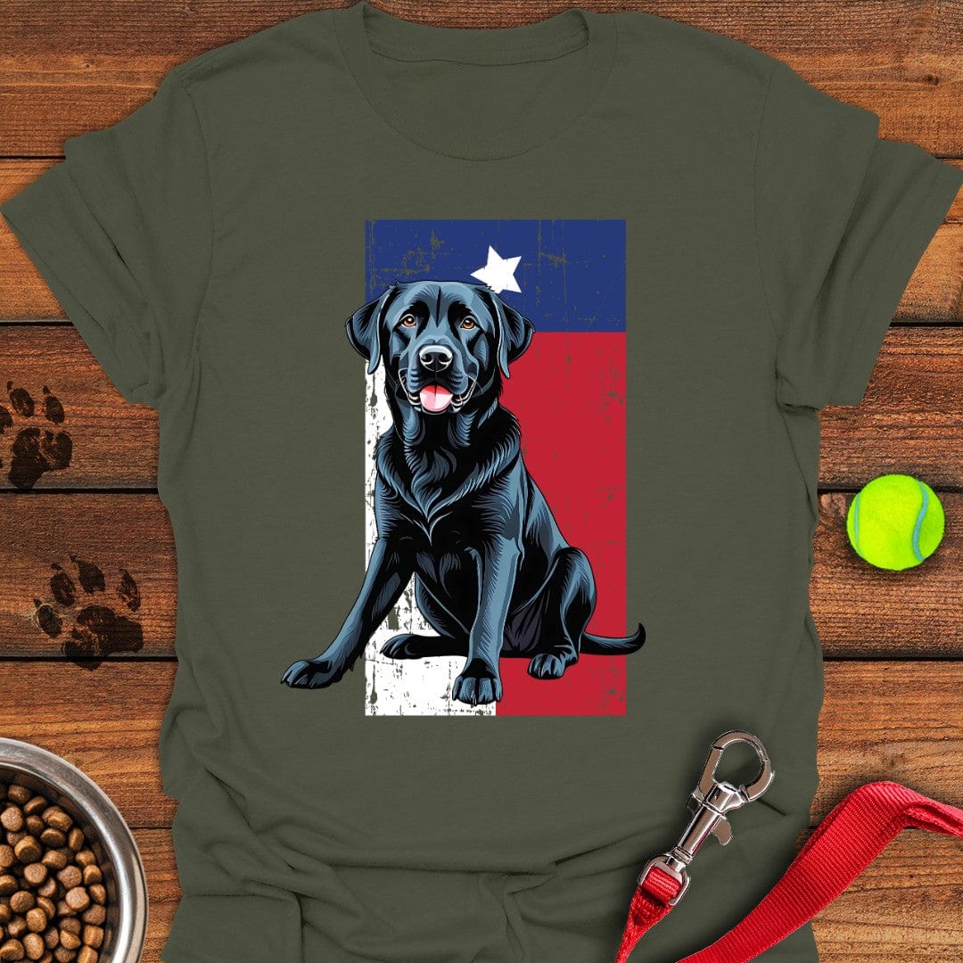 Black Labrador Texas Flag T-Shirt Military Green