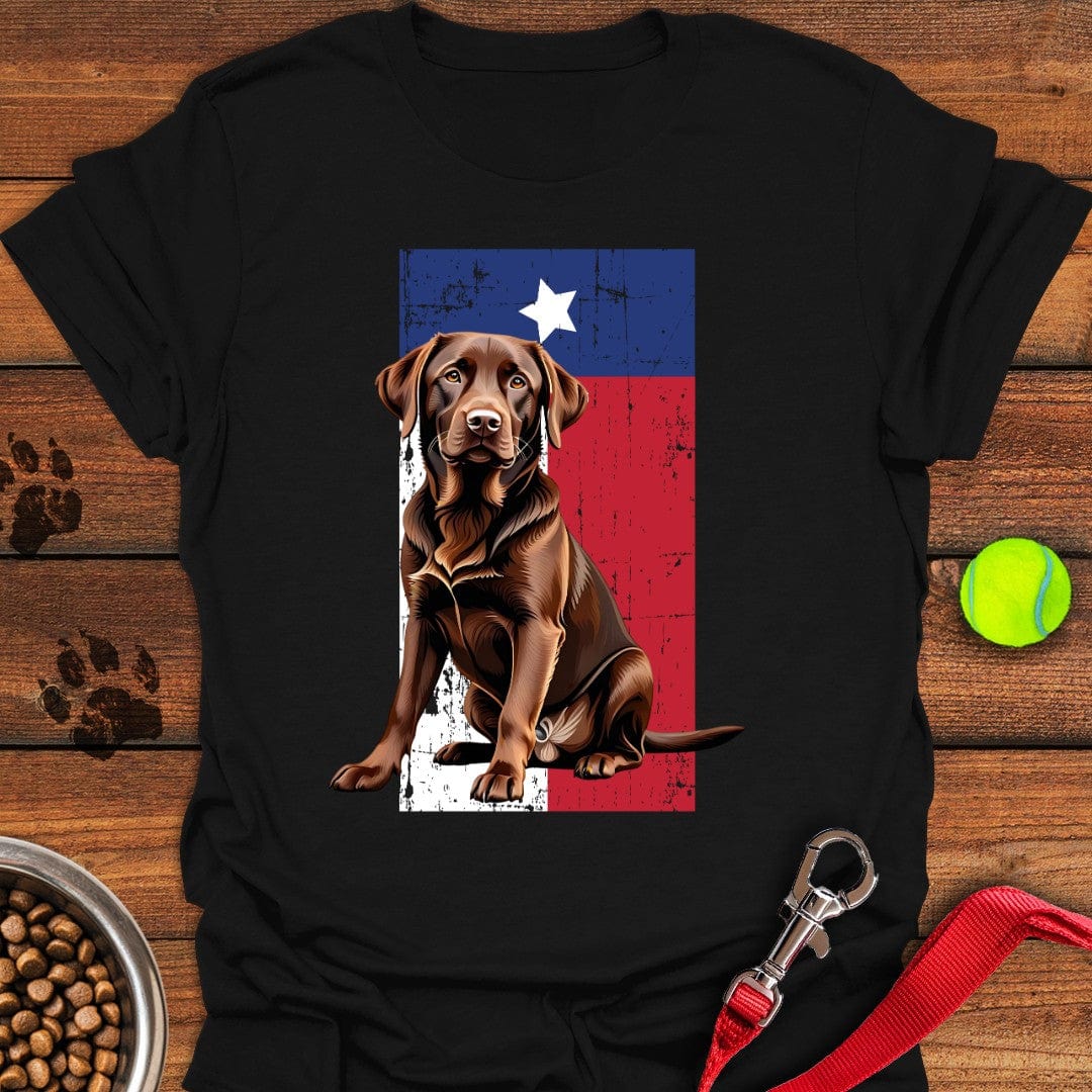 Chocolate Labrador Texas Flag T-Shirt Black