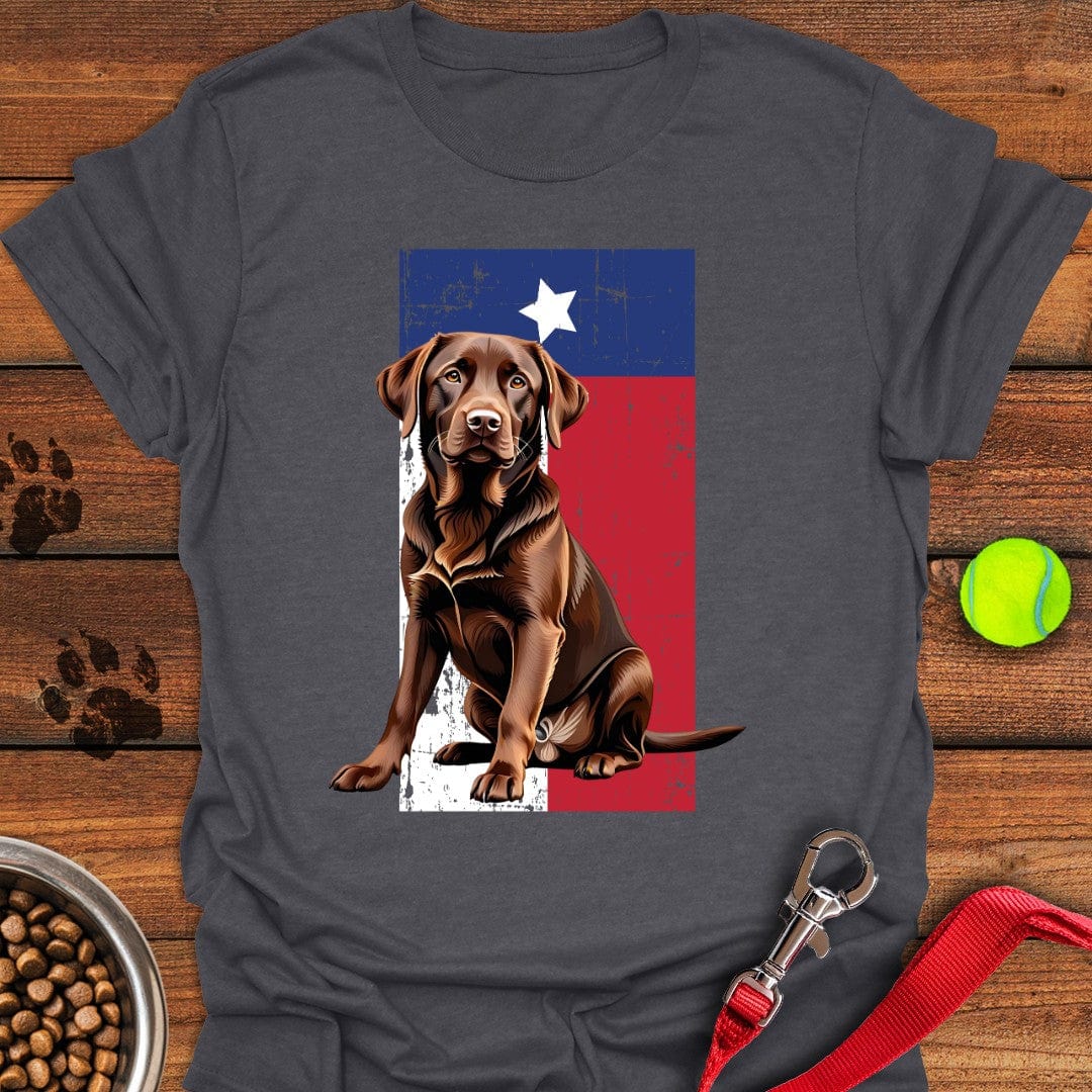 Chocolate Labrador Texas Flag T-Shirt Dark Heather