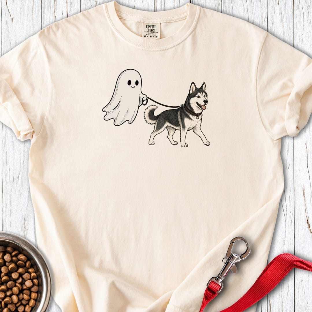 White Siberian Husky Ghost Halloween Premium Tee Ivory