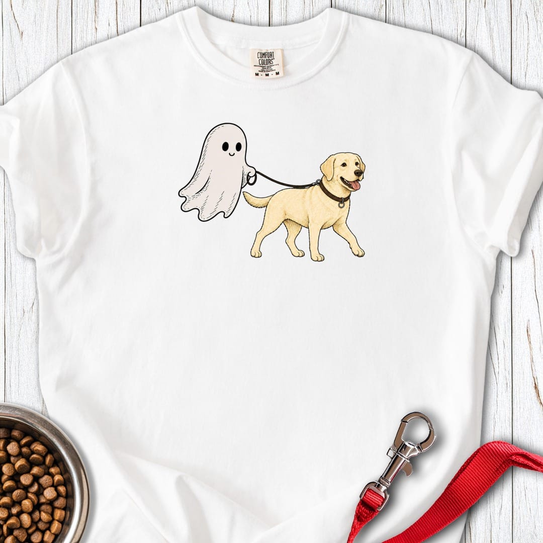Yellow Lab Ghost Halloween Premium Tee White