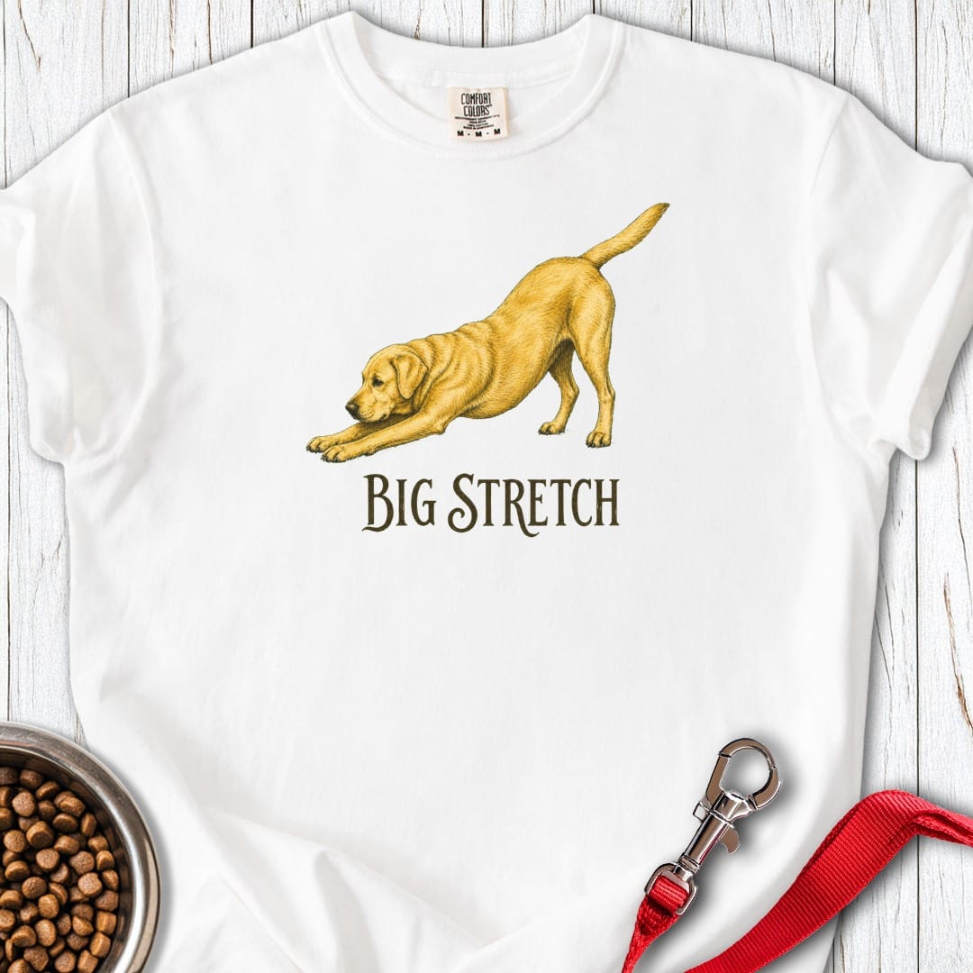 Yellow Labrador Big Stretch Premium Tee White