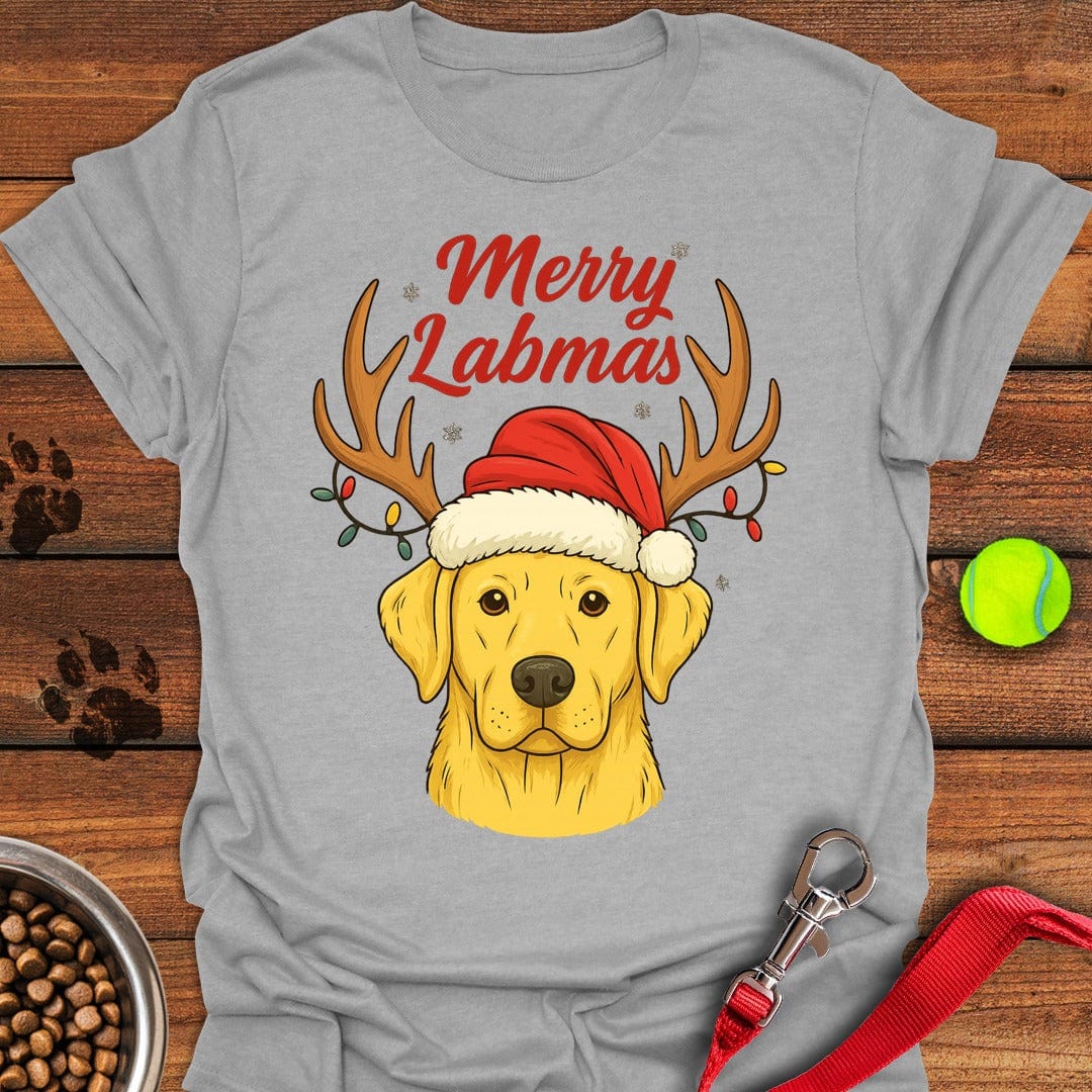 Yellow Labrador Christmas T-Shirt Sport Grey
