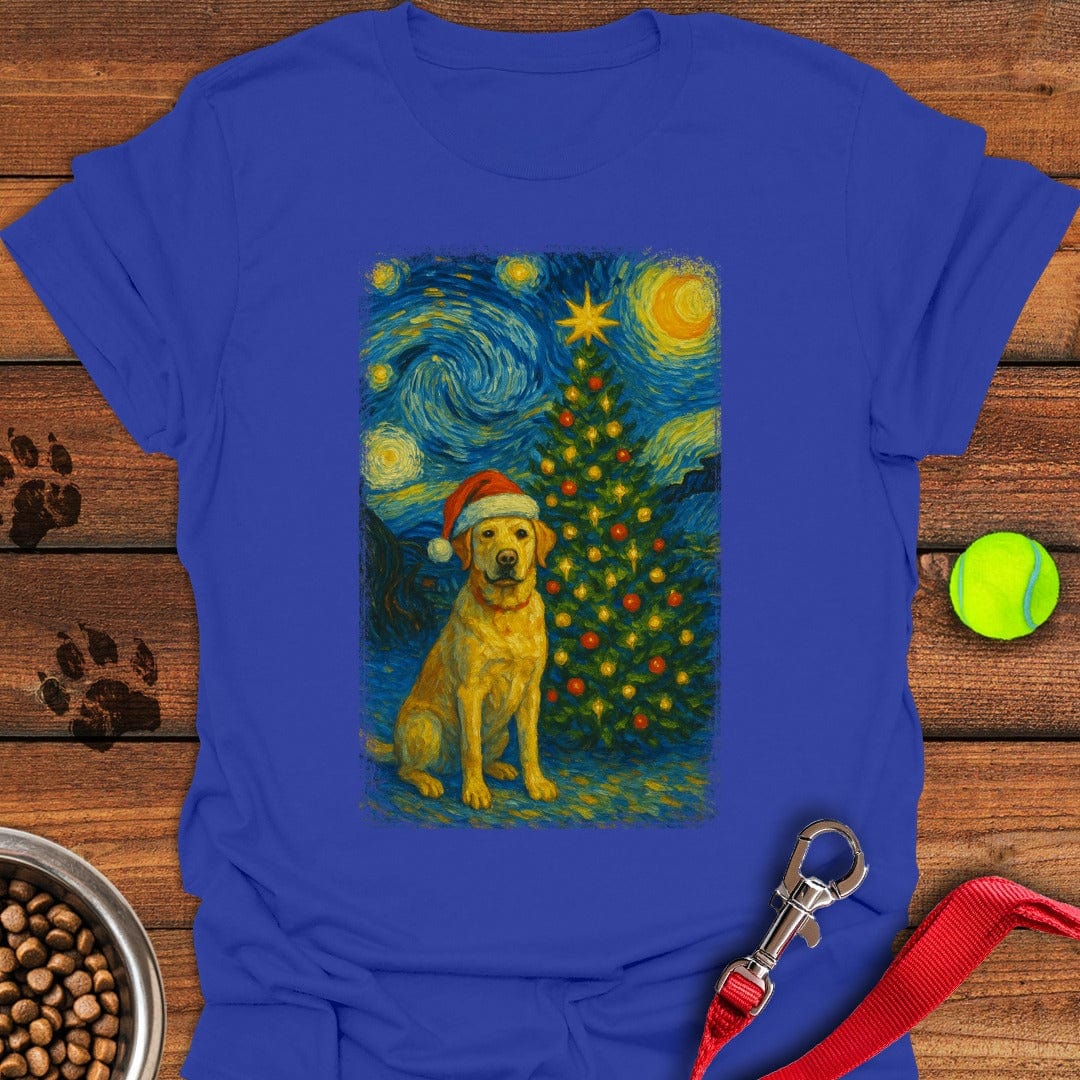 Yellow Labrador Christmas Van Gogh T-Shirt Royal