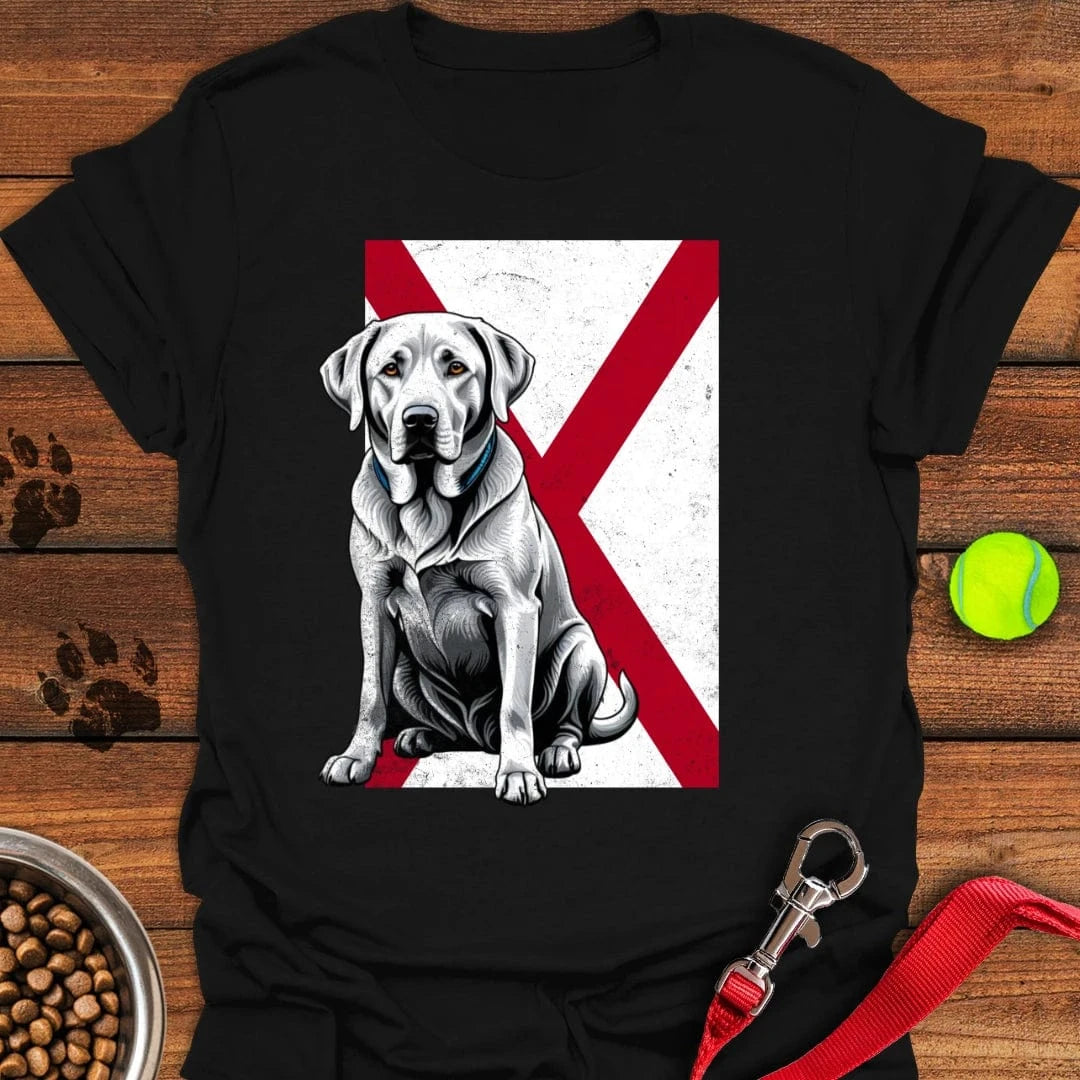 Silver Labrador Alabama Flag T-Shirt Black