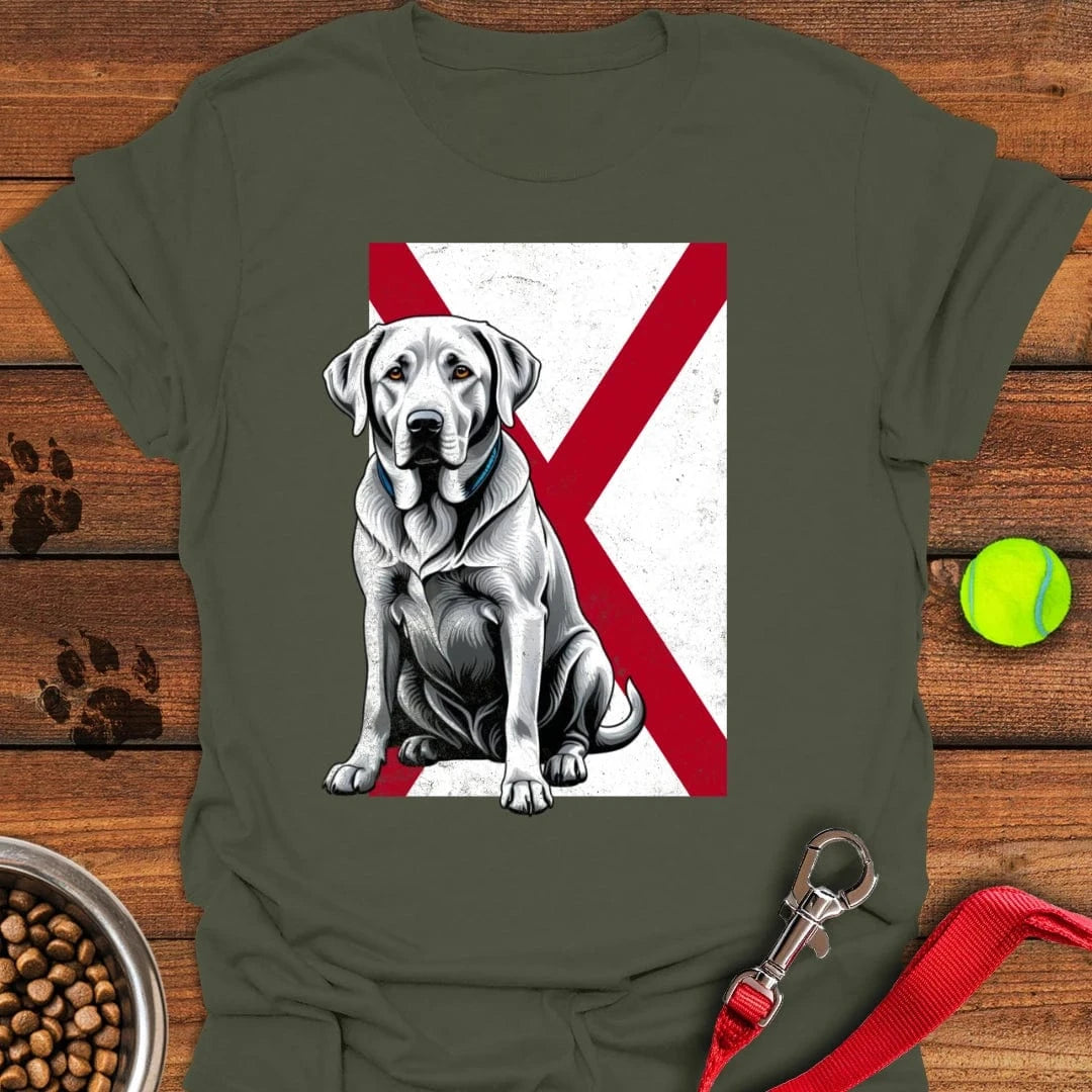Silver Labrador Alabama Flag T-Shirt Military Green