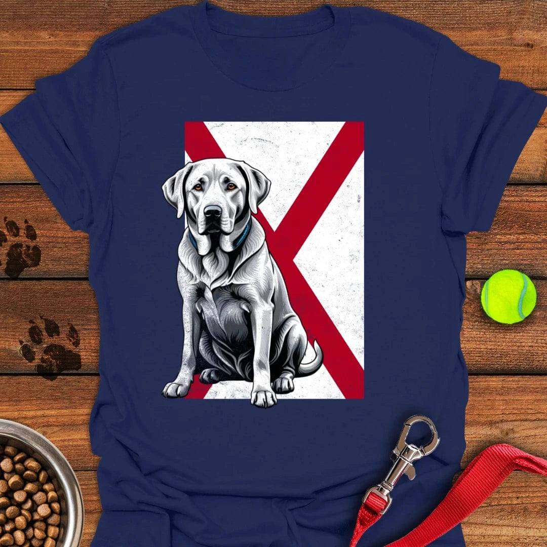 Silver Labrador Alabama Flag T-Shirt Navy