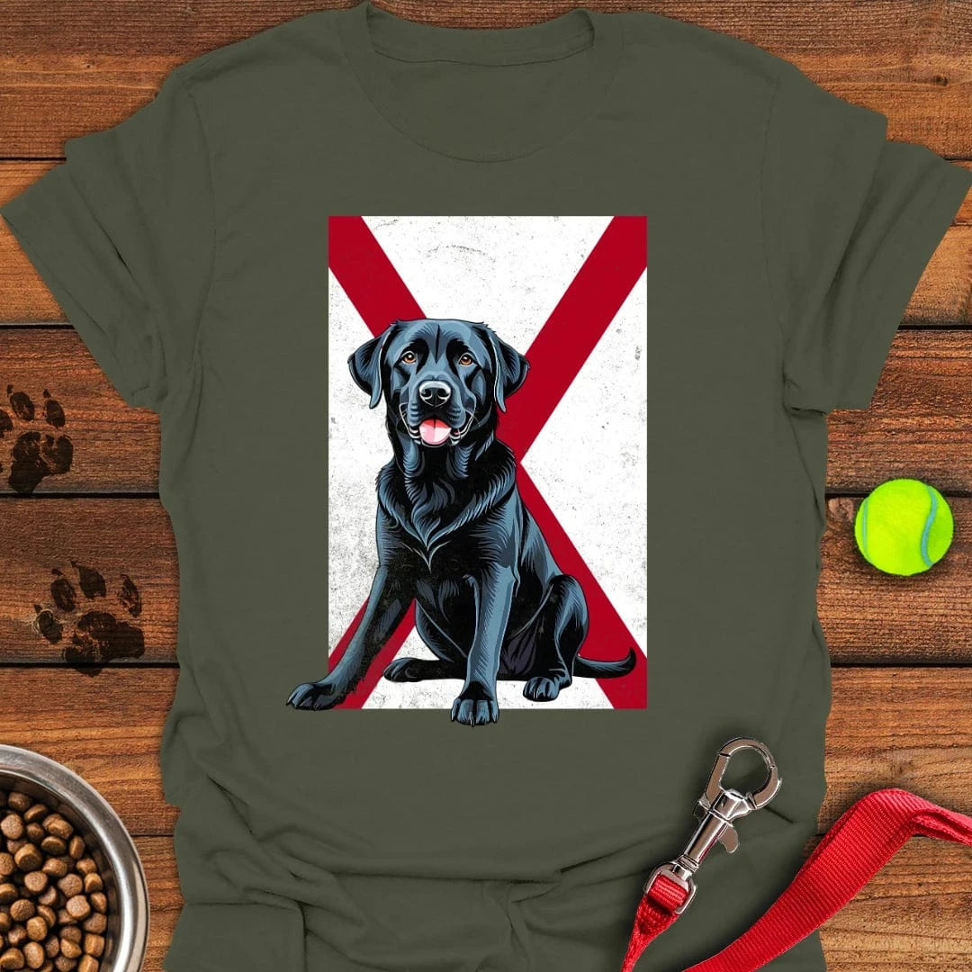 Black Labrador Alabama Flag T-Shirt Military Green