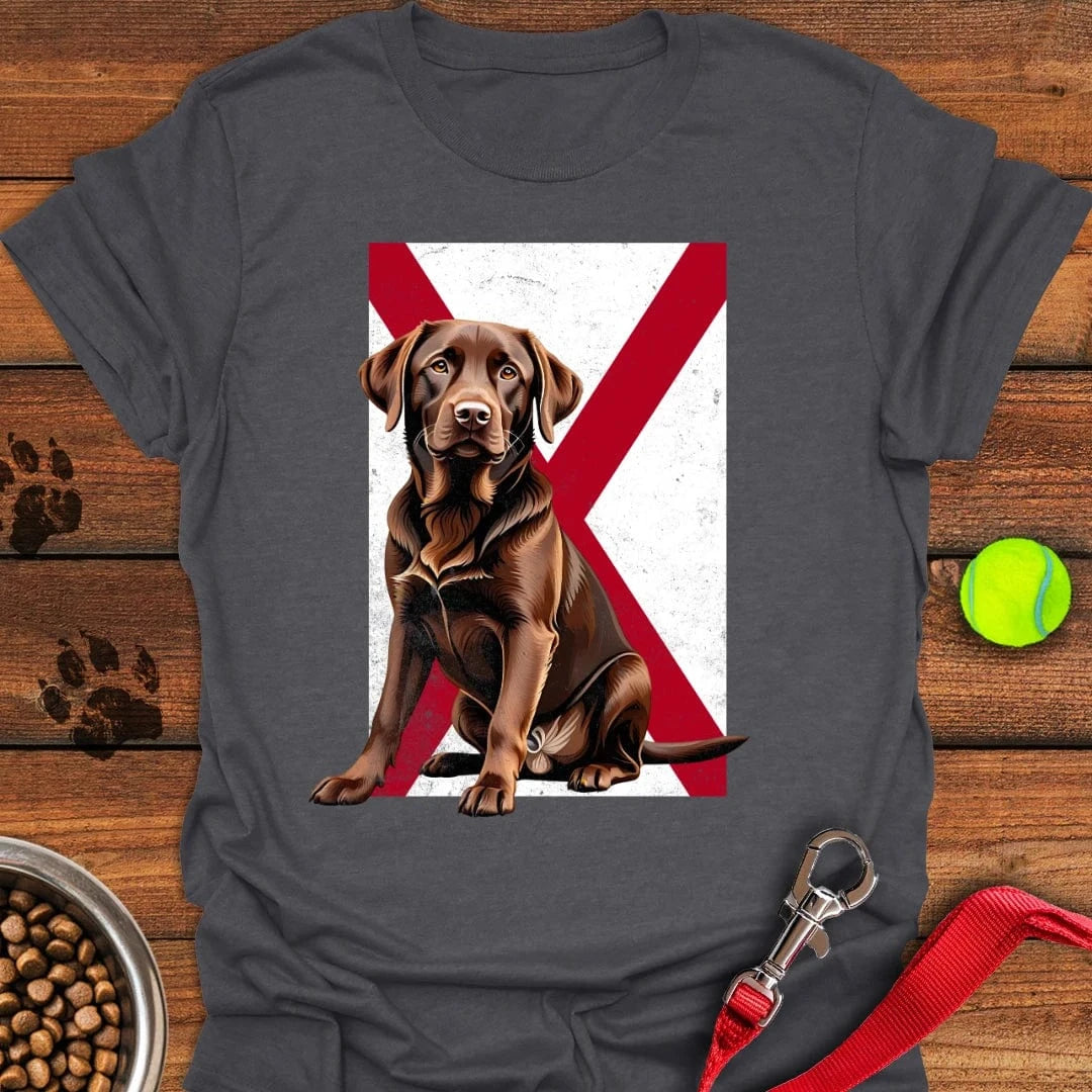 Chocolate Labrador Alabama Flag T-Shirt Dark Heather