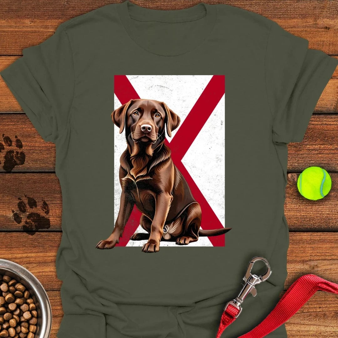 Chocolate Labrador Alabama Flag T-Shirt Military Green