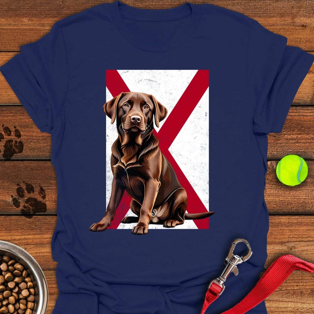 Chocolate Labrador Alabama Flag T-Shirt Navy