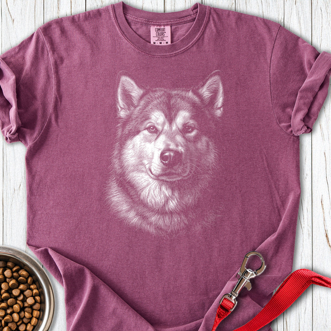 Alaskan Malamute Engraved Premium Tee — Berry