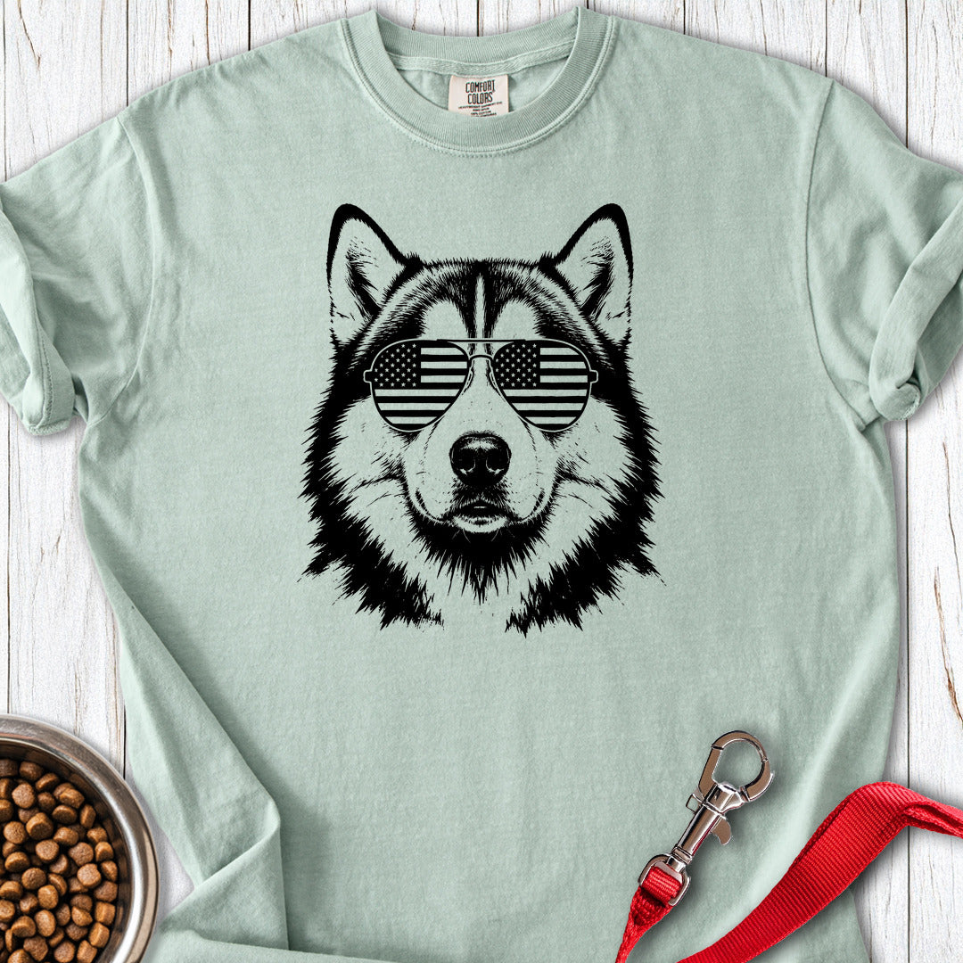 Alaskan Malamute Flag Shades Premium Tee — Bay