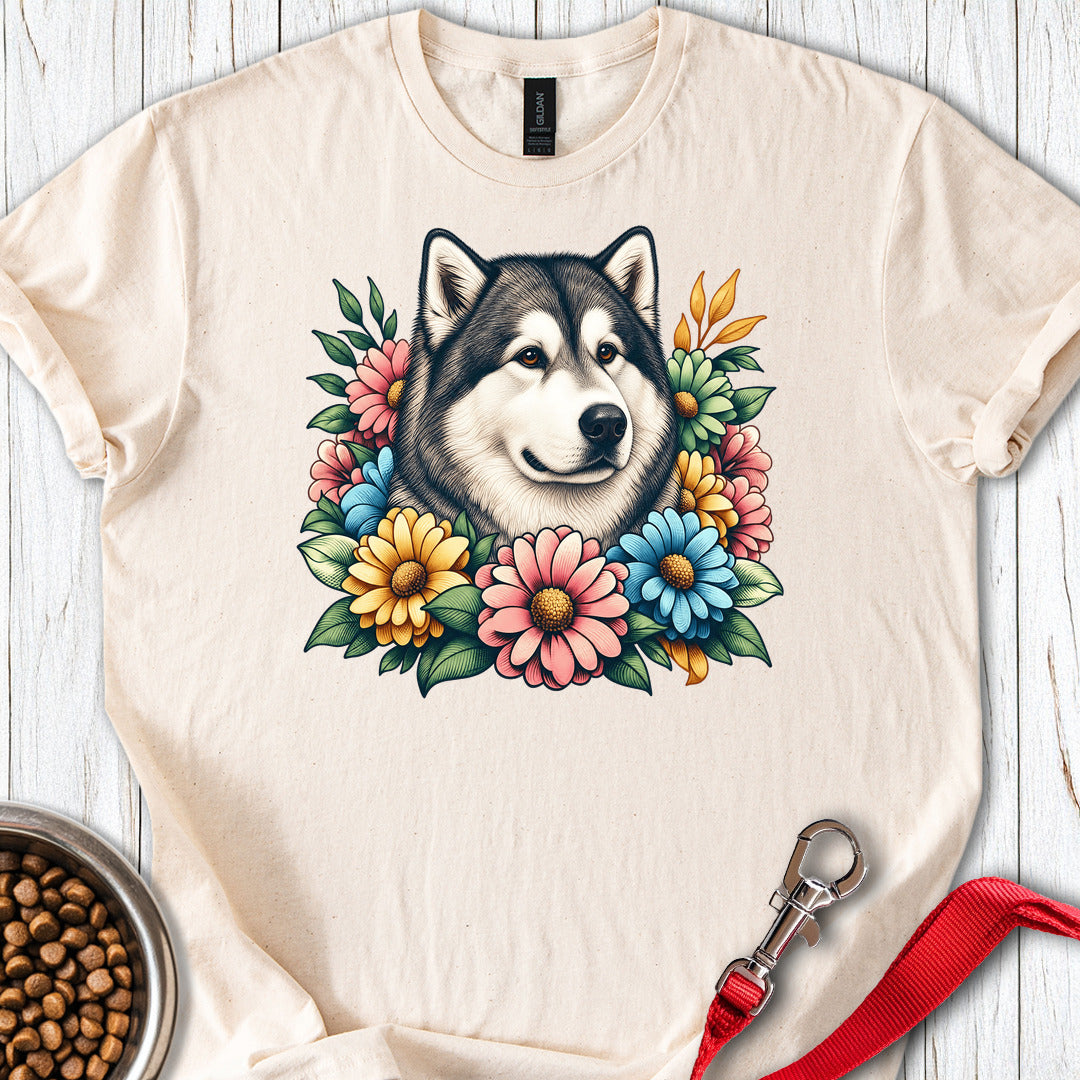 Alaskan Malamute Flower Wreath — Natural