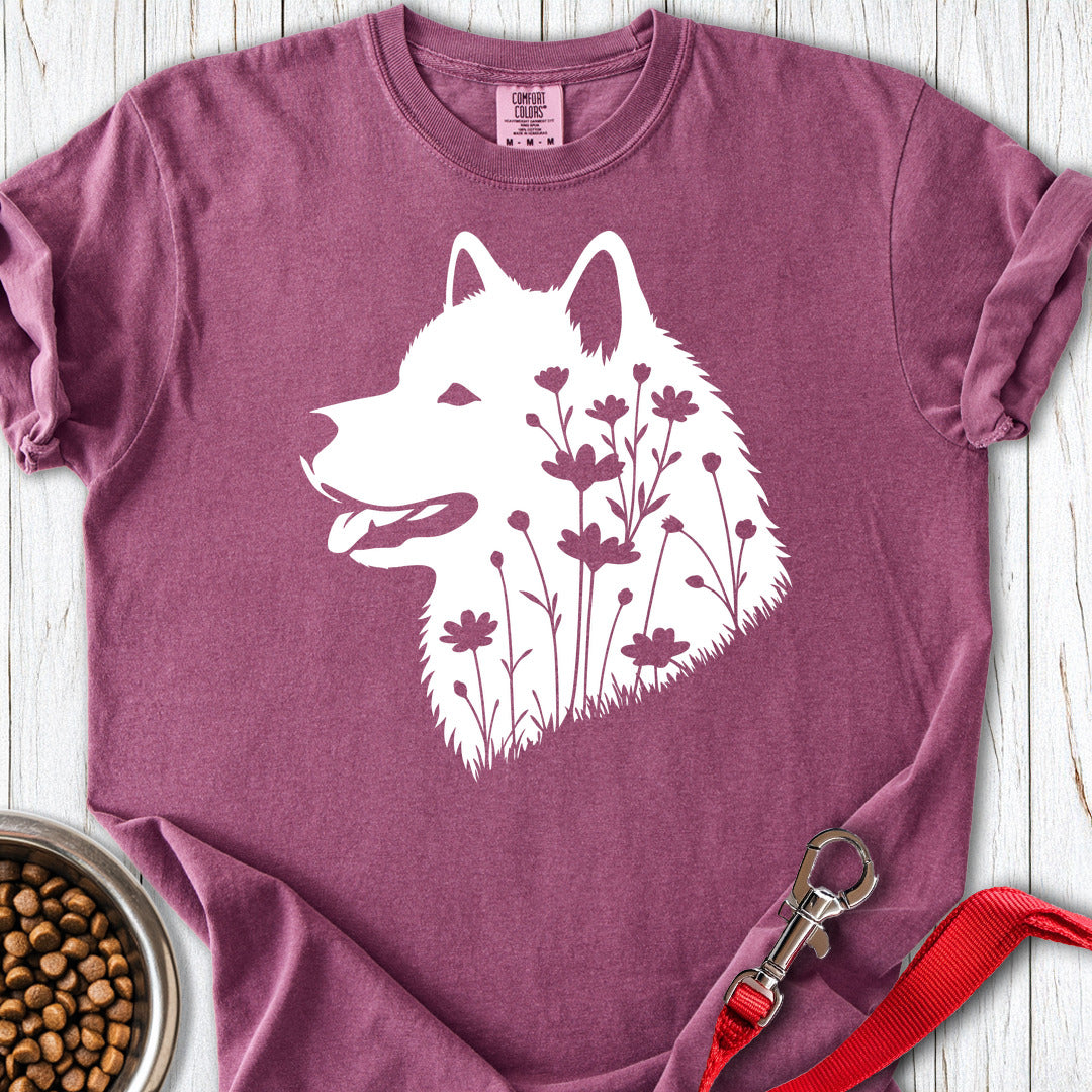 Alaskan Malamute Flowers Premium Tee — Berry
