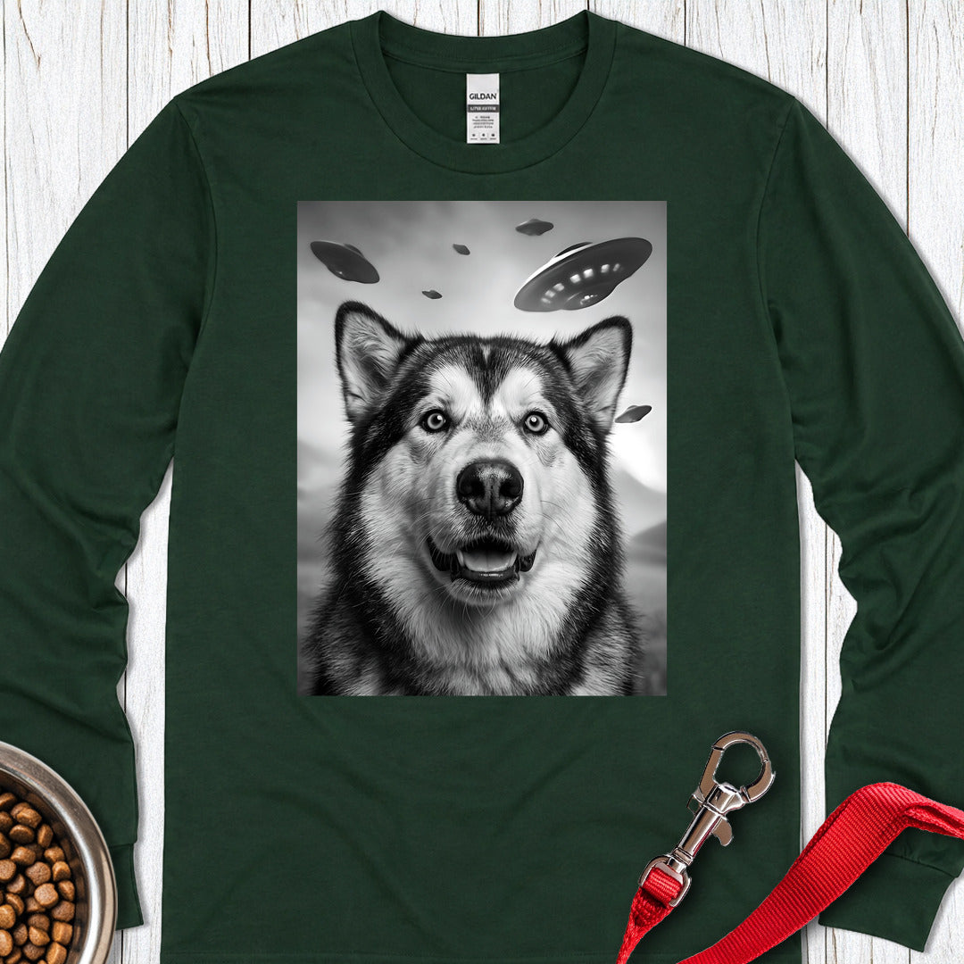 Alaskan Malamute UFO Long Sleeve — Forest Green
