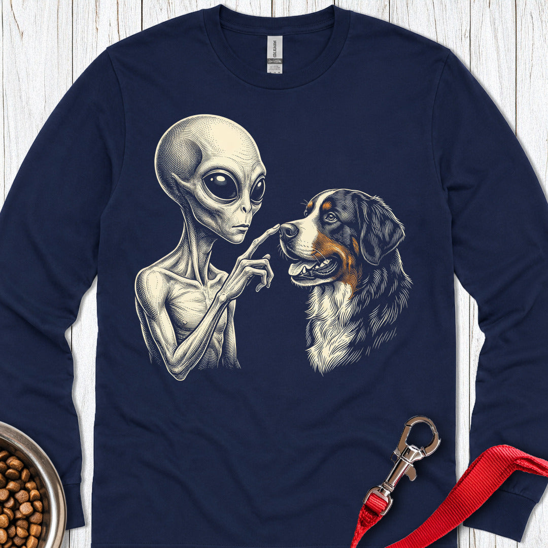 Alien & Bernese Mountain Dog Long Sleeve — Navy