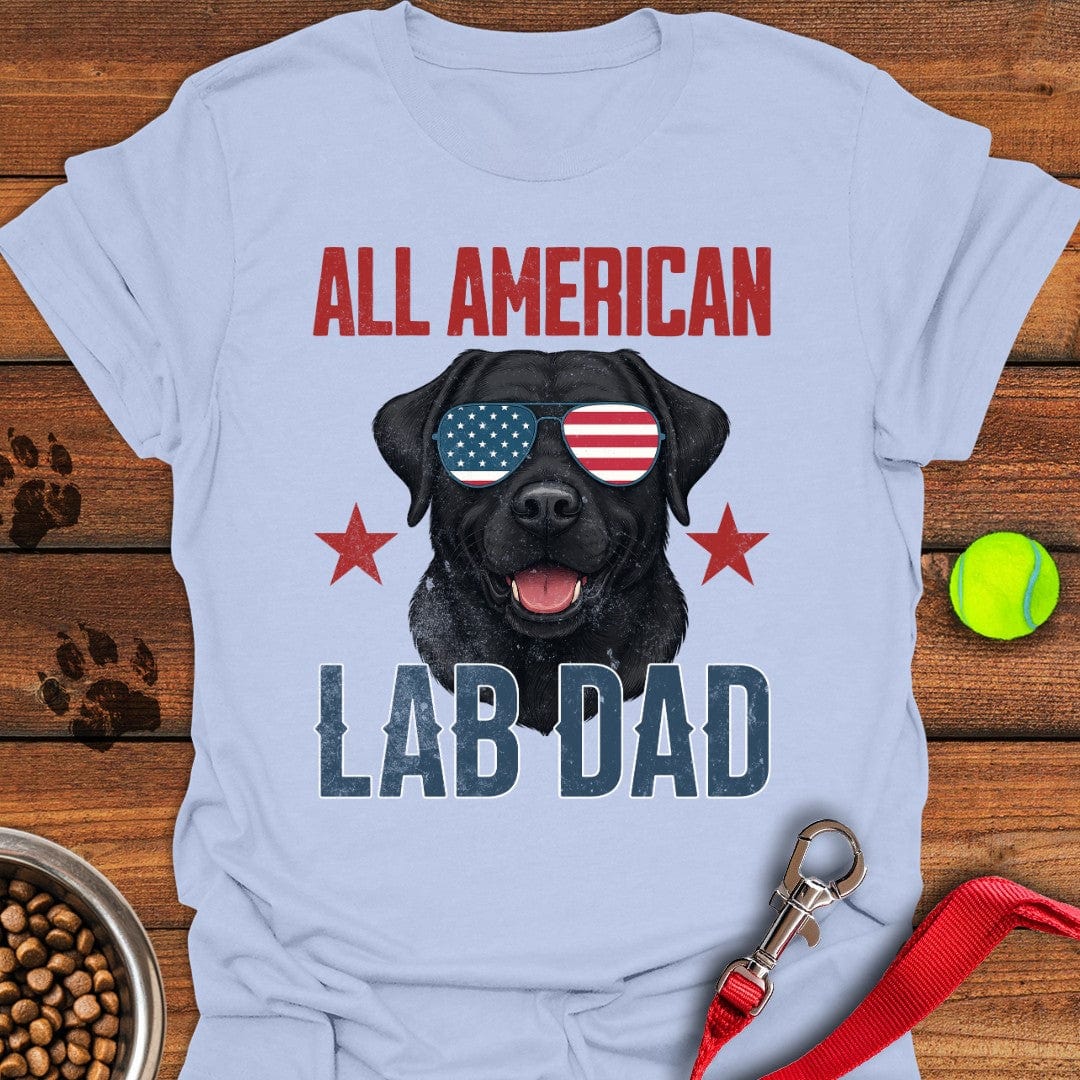 All American Black Lab Mom T-Shirt Light Blue