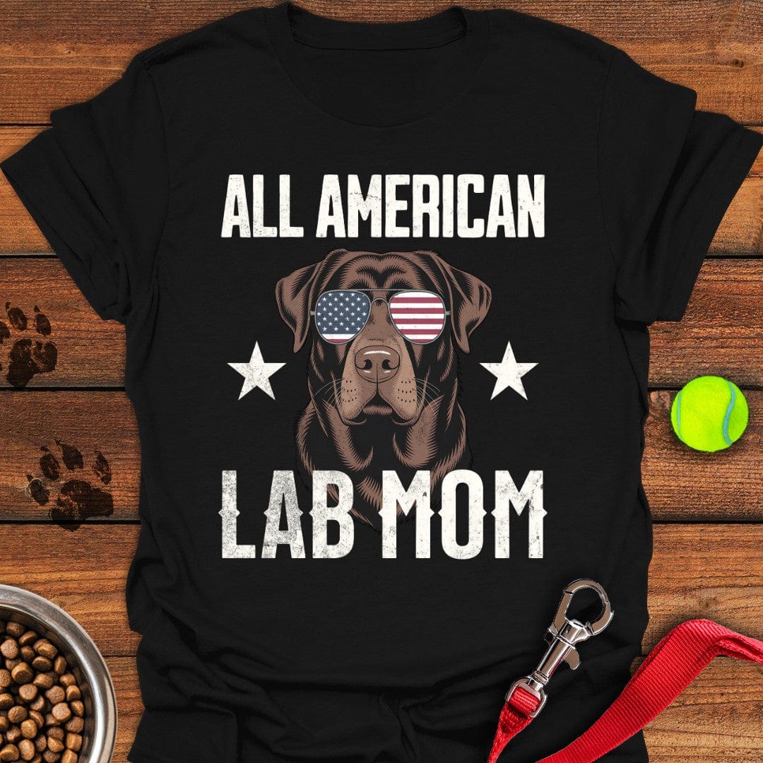 All American Chocolate Lab Mom T-Shirt Black
