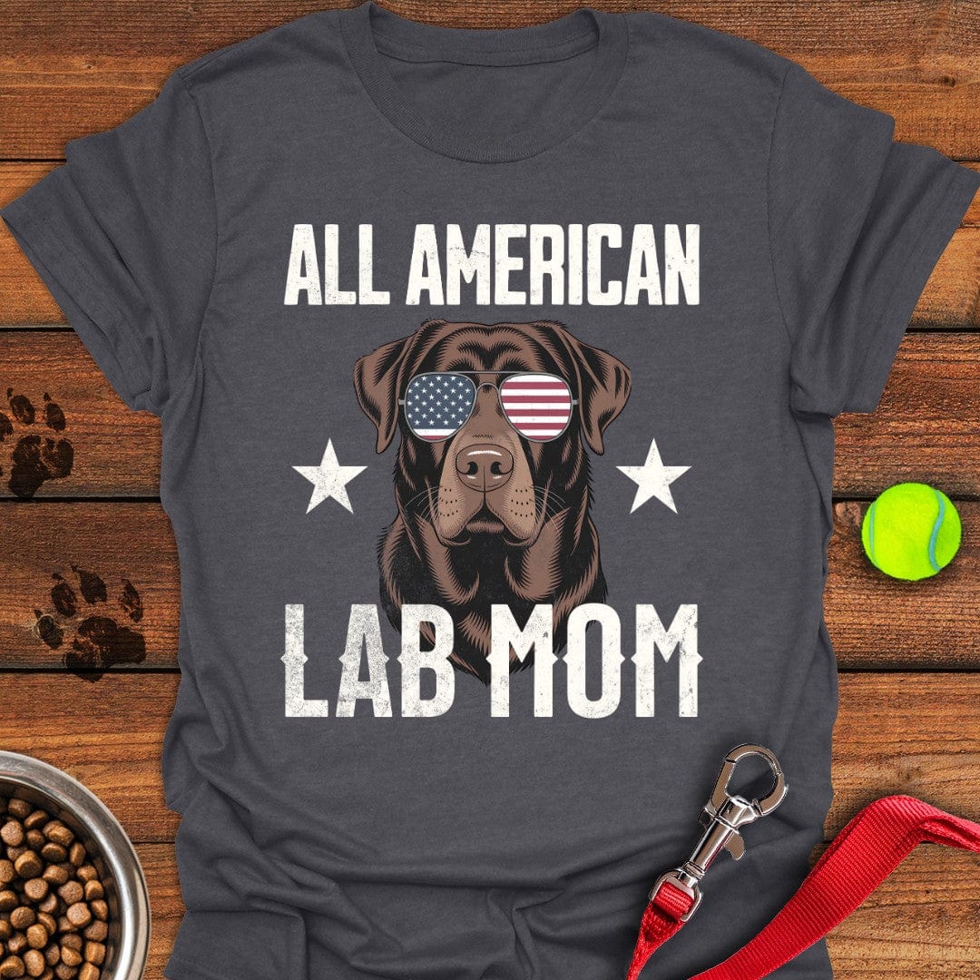 All American Chocolate Lab Mom T-Shirt Dark Heather
