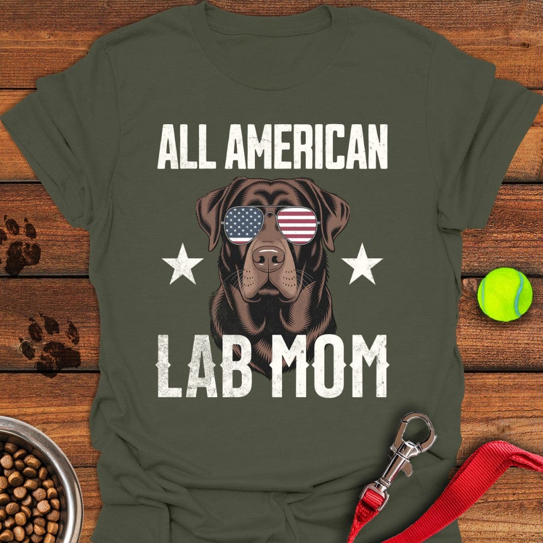 All American Chocolate Lab Mom T-Shirt Military Green
