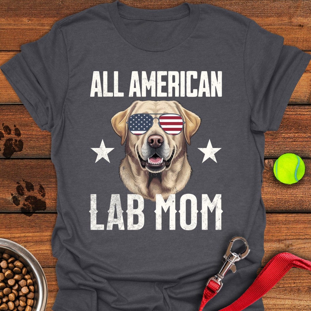 All American Yellow Lab Mom T-Shirt Dark Heather