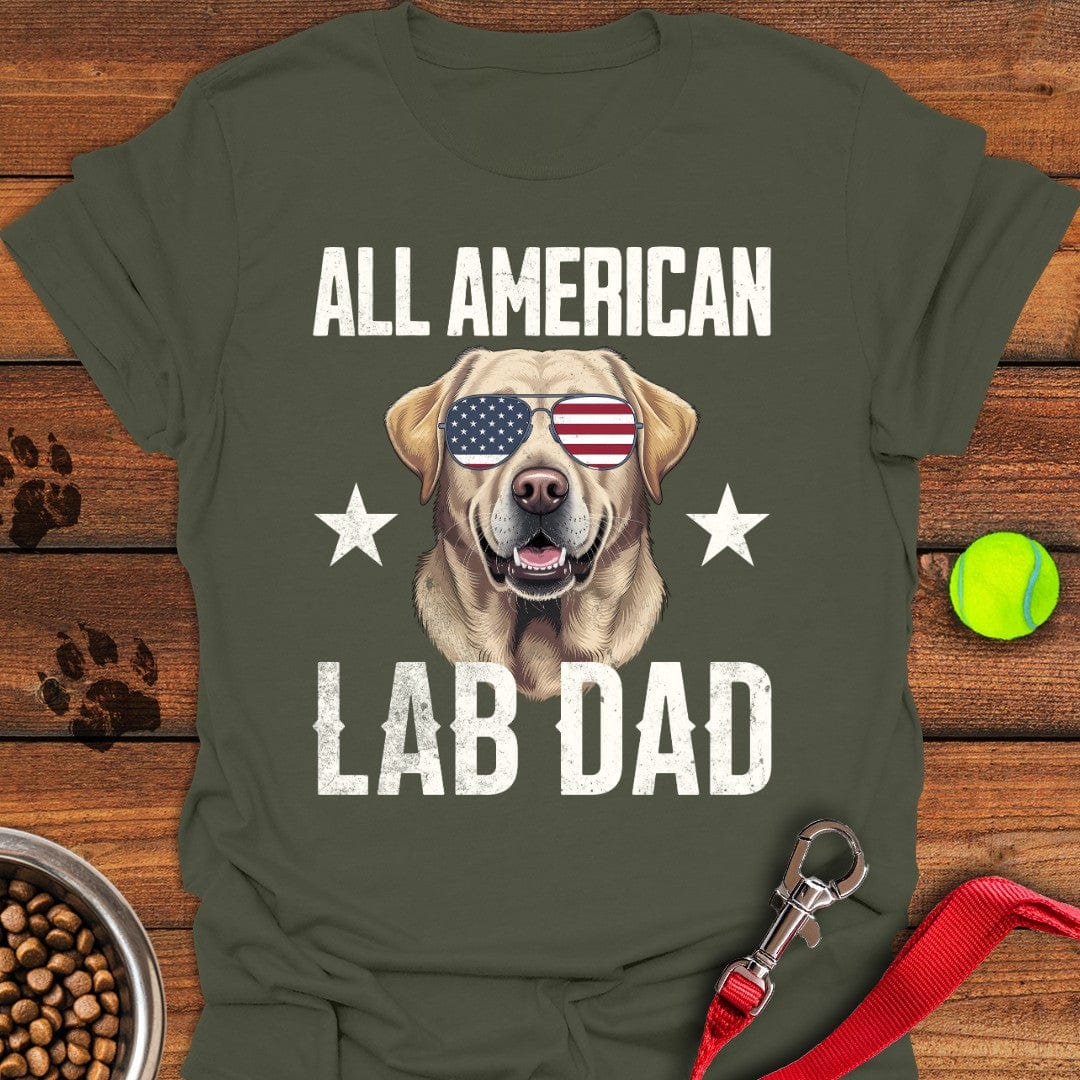 All American Yellow Lab Dad T-Shirt Military Green
