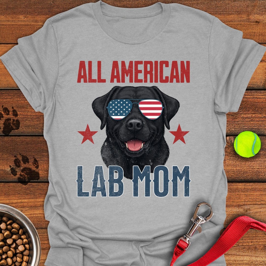 All American Black Lab Mom T-Shirt Sport Grey