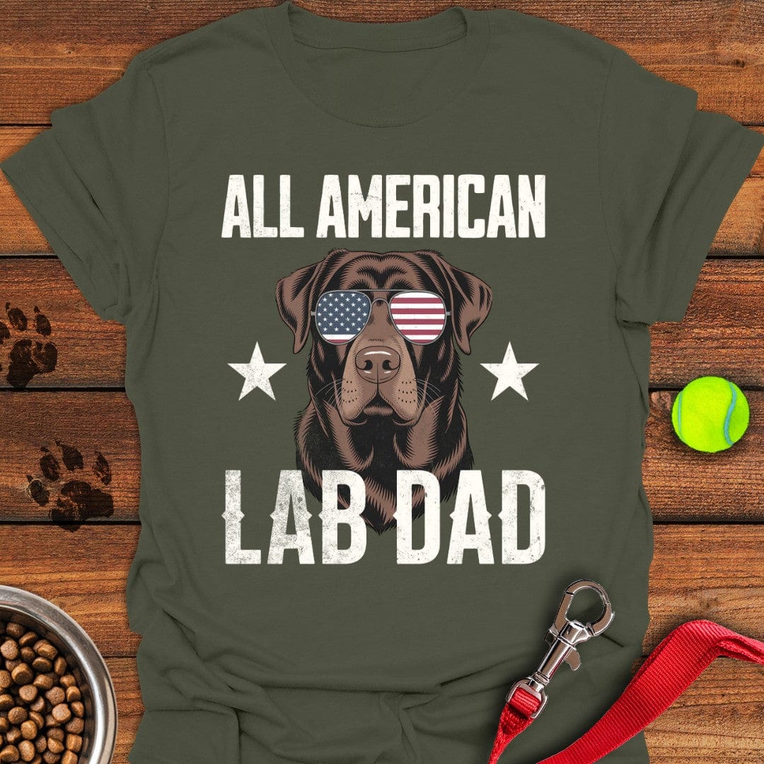 All American Chocolate Lab Dad T-Shirt Military Green