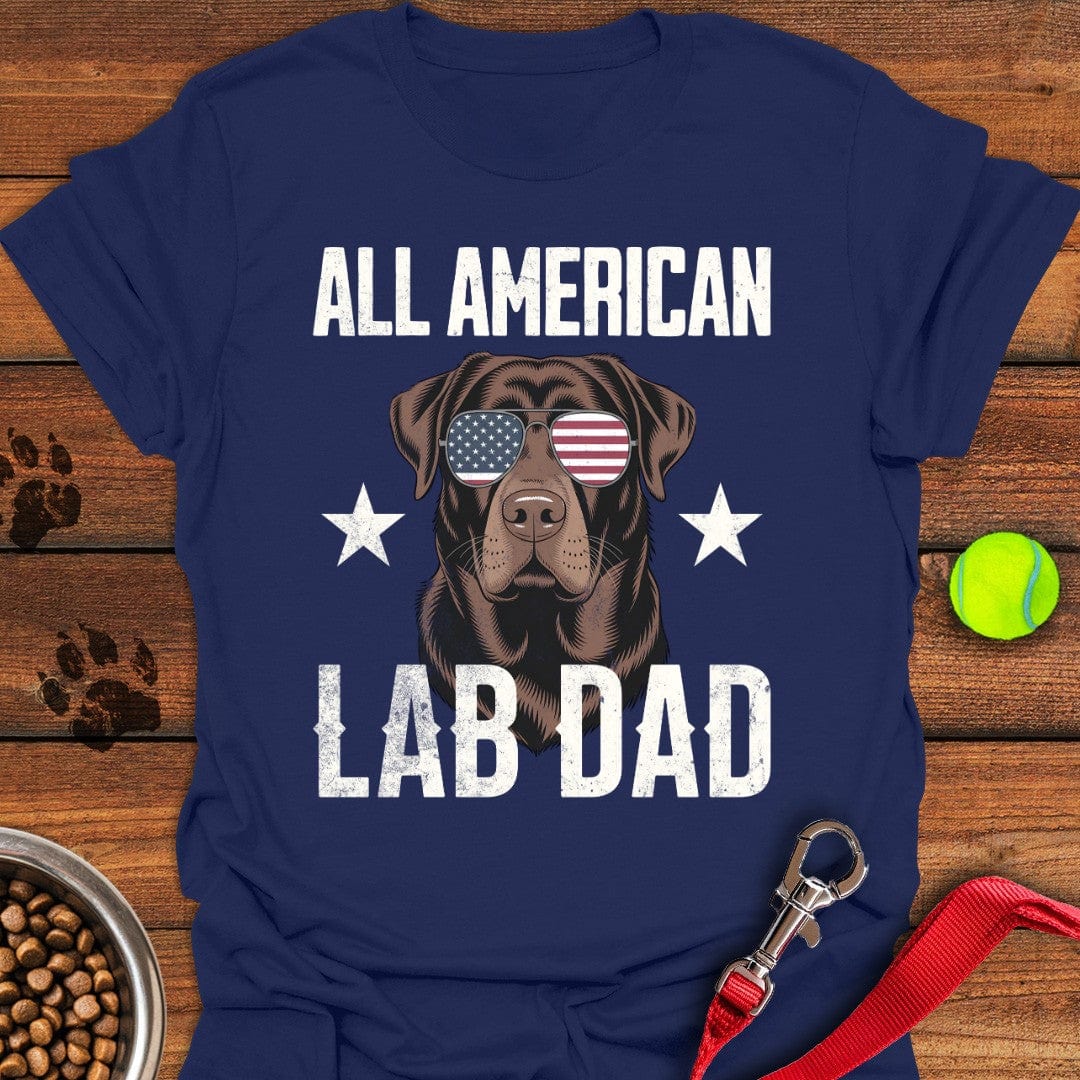 All American Chocolate Lab Dad T-Shirt Navy