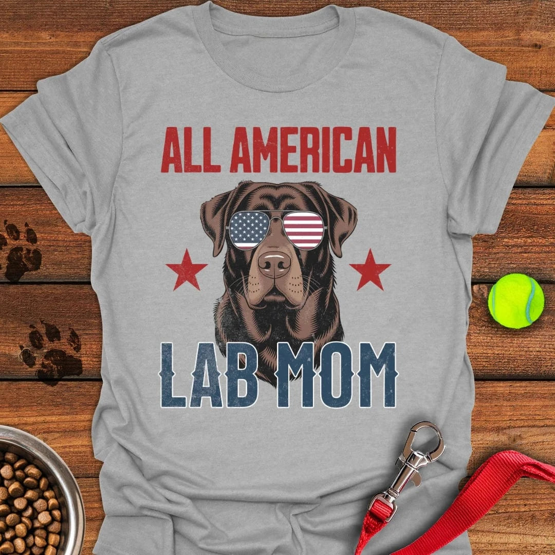 All American Chocolate Lab Mom T-Shirt Sport Grey