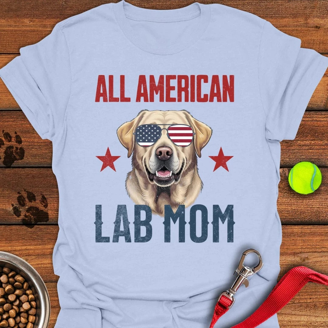 All American Yellow Lab Mom T-Shirt Light Blue
