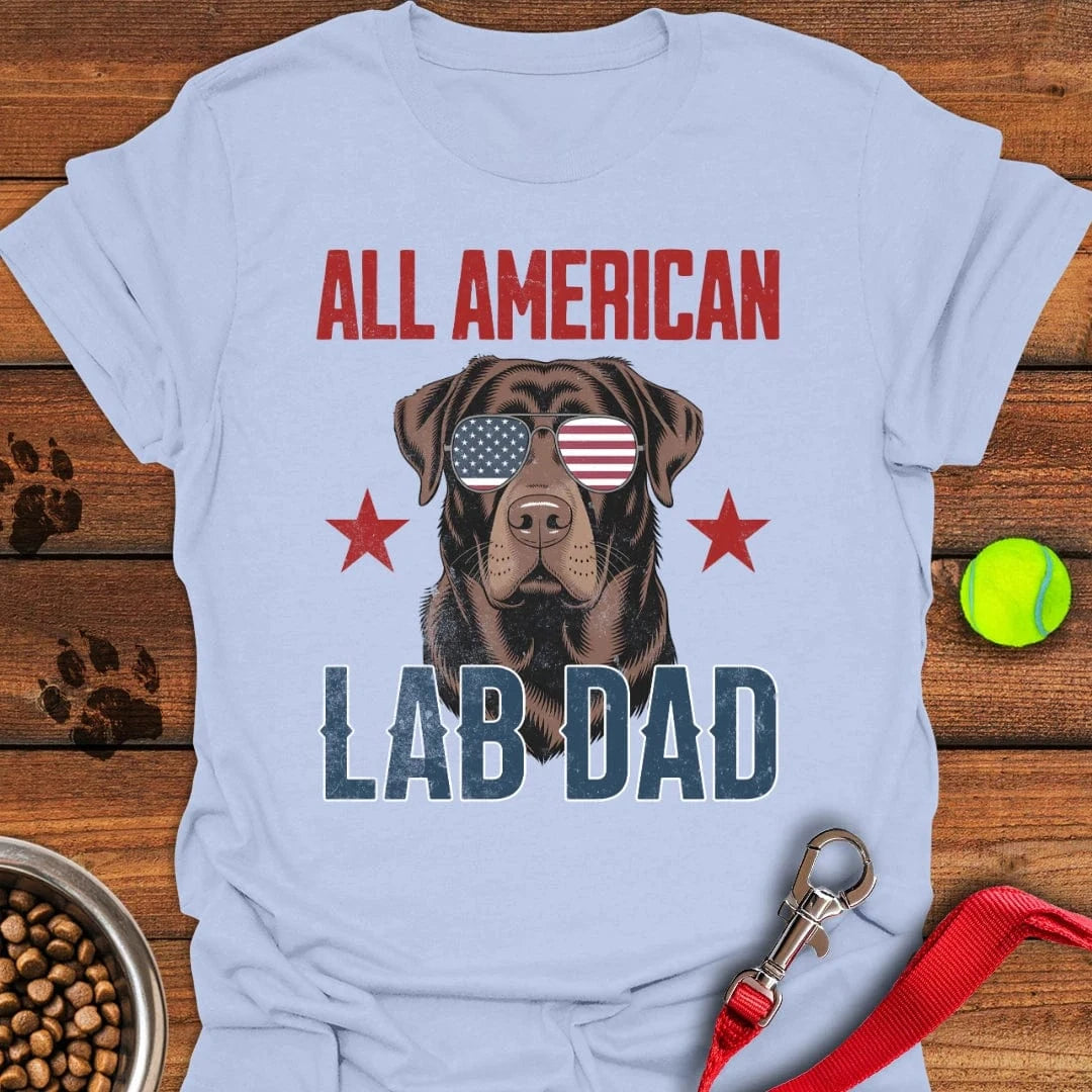 All American Chocolate Lab Dad T-Shirt Light Blue